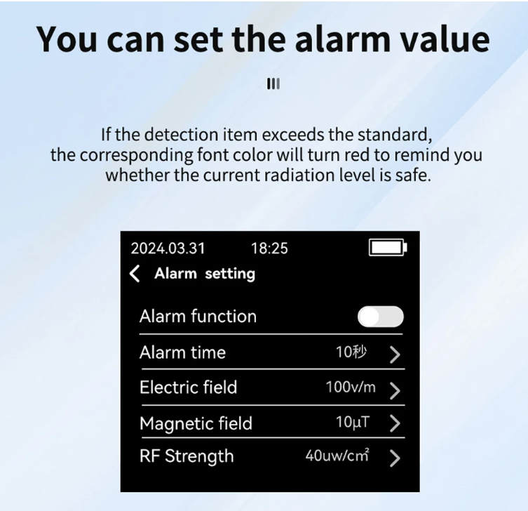 Advanced 5-in-1 EMF Meter – Detects RF, Magnetic, Electric Fields + Temperature & Humidity