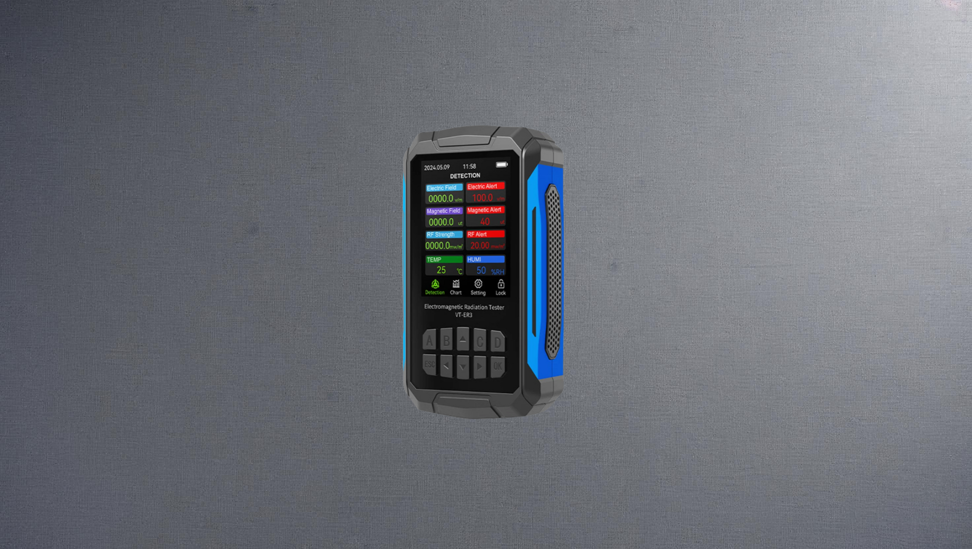 Advanced 5-in-1 EMF Meter – Detects RF, Magnetic, Electric Fields + Temperature & Humidity